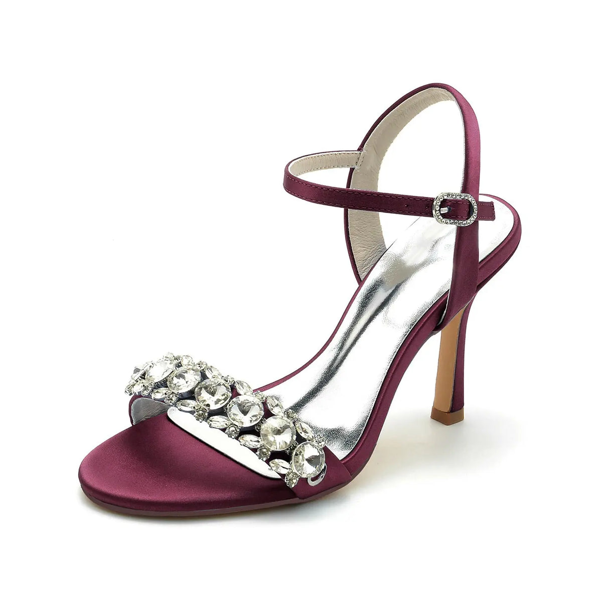 Glamorous Crystal Embellished Satin Ankle Strap Stiletto High Heel HH026 