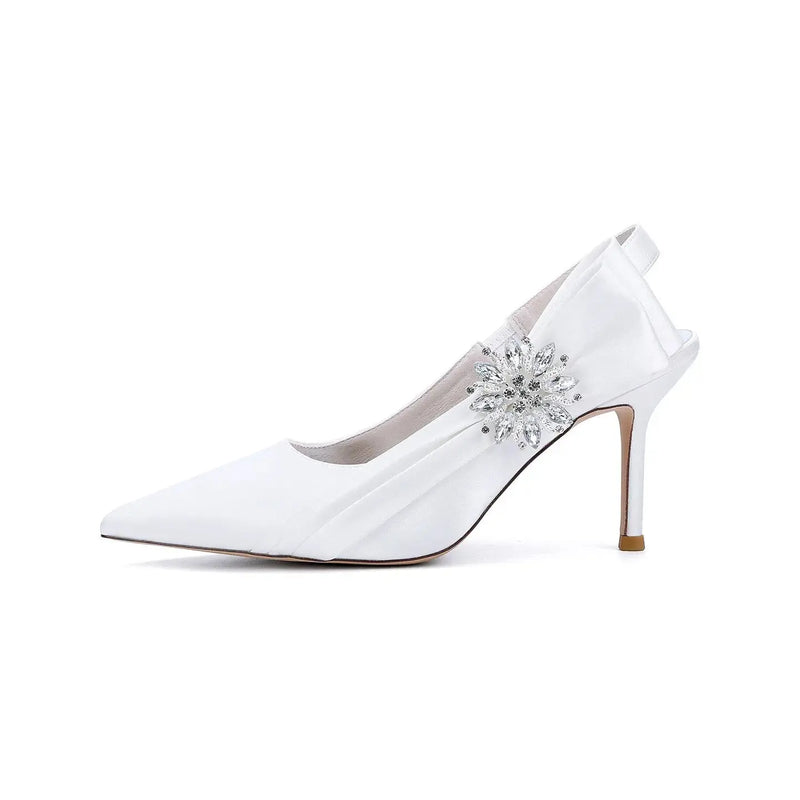 Crystal Embellished Slingback Pointed Toe Stiletto High Heel HH027 