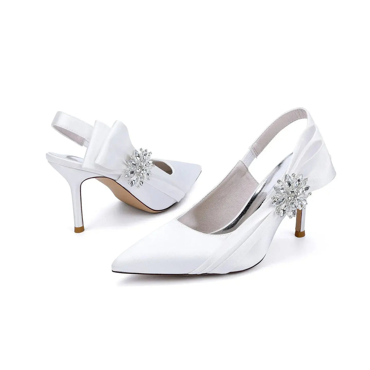 Crystal Embellished Slingback Pointed Toe Stiletto High Heel HH027 