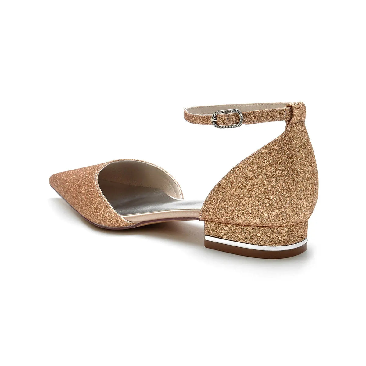 Glitter Ankle Strap Pointed Toe Block High Heel HH028 