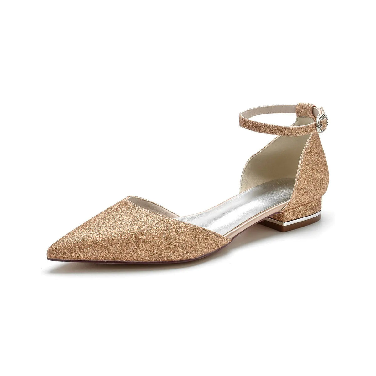 Glitter Ankle Strap Pointed Toe Block High Heel HH028 