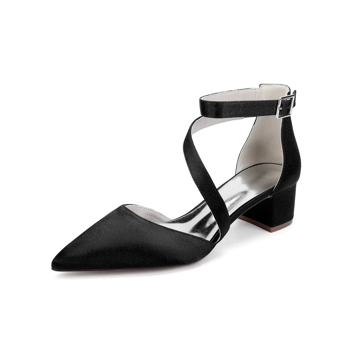 Crisscross Ankle Strap Pointed Toe Block High Heel HH030 