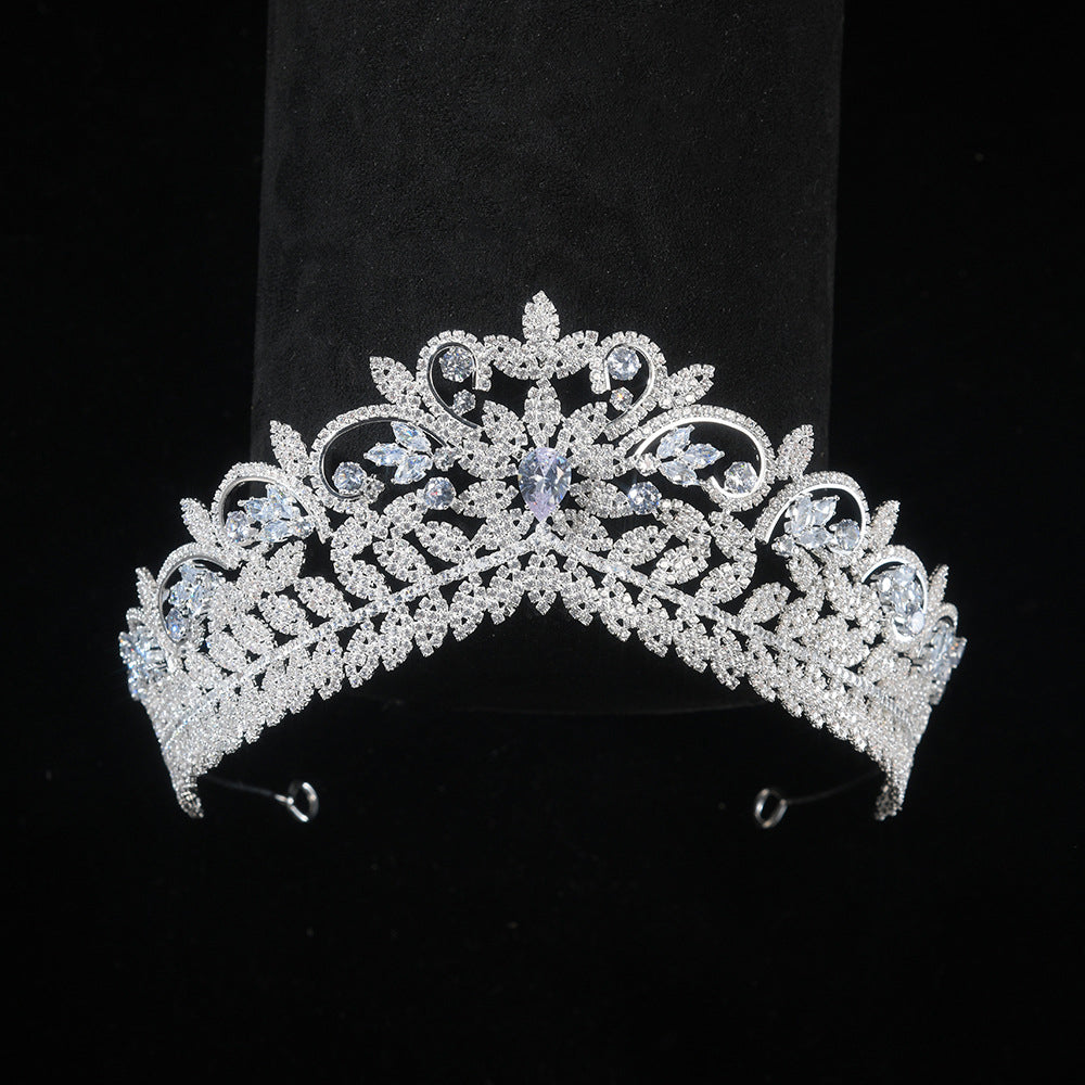 Silver Crystal Leaf Tiara HP003 