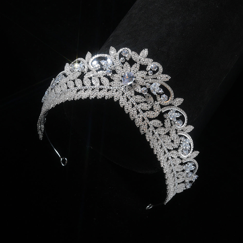 Silver Crystal Leaf Tiara HP003 