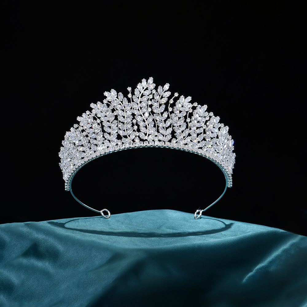Elegant Silver Crystal Tiara Crown HP004 
