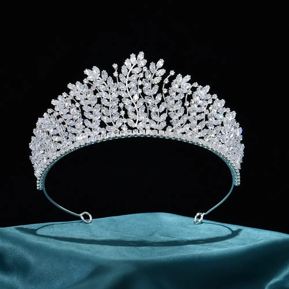 Elegant Silver Crystal Tiara Crown HP004 