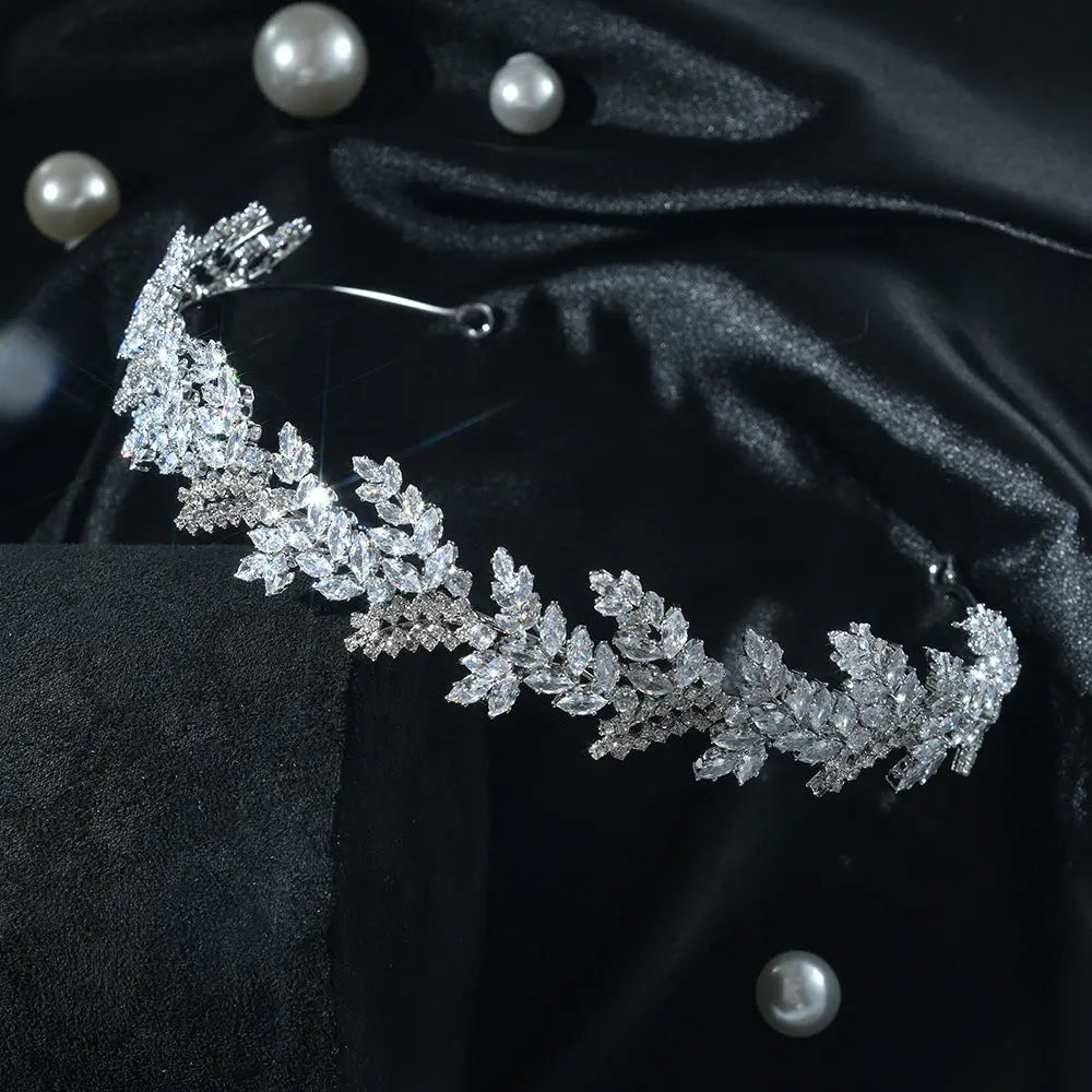 Dainty Crystal Golden Leaf Headband HP007 