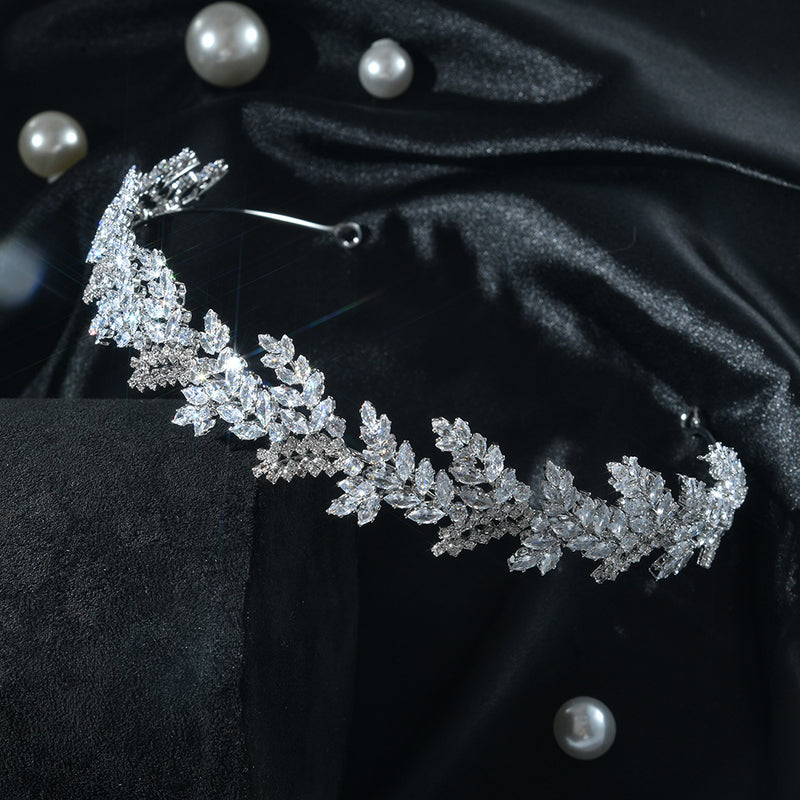 Dainty Crystal Golden Leaf Headband HP007 