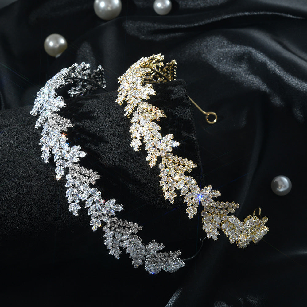 Dainty Crystal Golden Leaf Headband HP007 