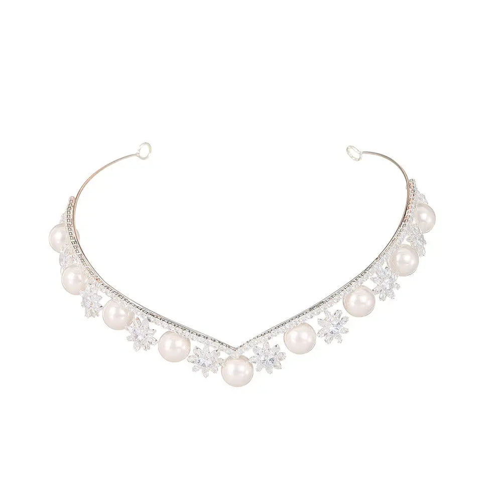 Snowflake Crystal & Pearl Tiara HP012-7
