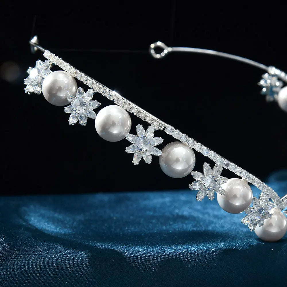Snowflake Crystal & Pearl Tiara HP012-5