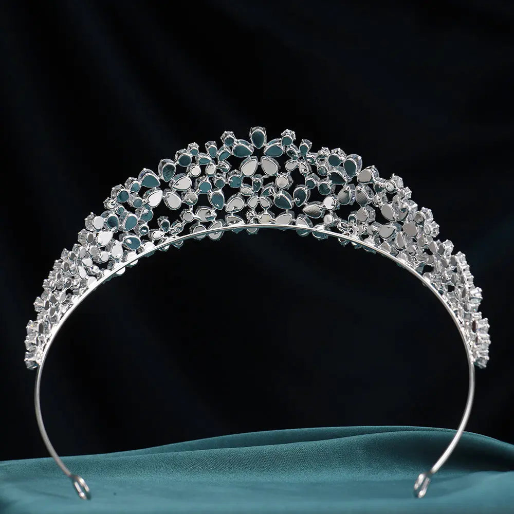 Majestic Cubic Zirconia Crown - Luxury Statement Bridal Headpiece HP013