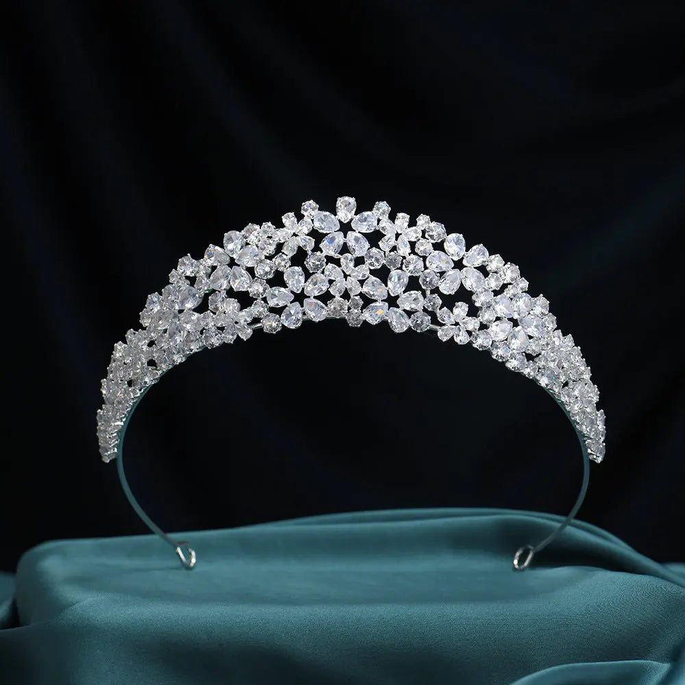 Majestic Cubic Zirconia Crown - Luxury Statement Bridal Headpiece HP013-3