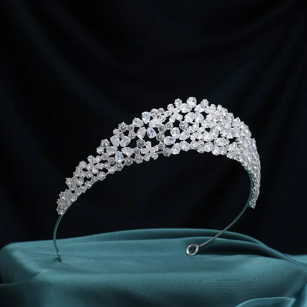 Majestic Cubic Zirconia Crown - Luxury Statement Bridal Headpiece HP013-4