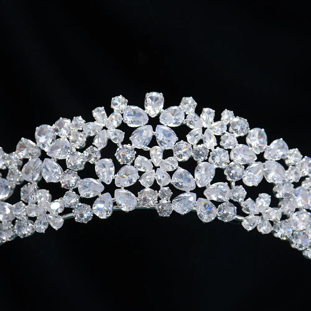 Majestic Cubic Zirconia Crown - Luxury Statement Bridal Headpiece HP013-5