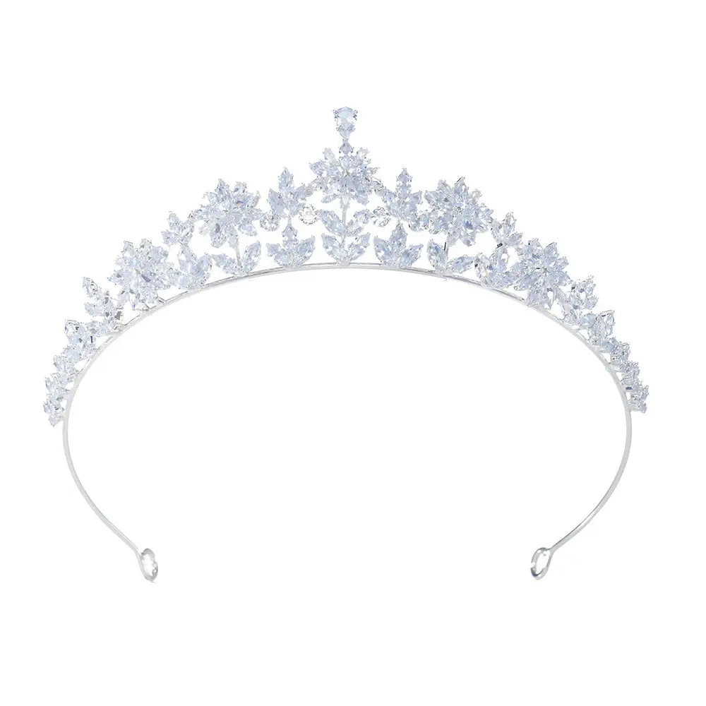 Snowflake & Flower Crystal Bridal Tiara Crown HP015-7