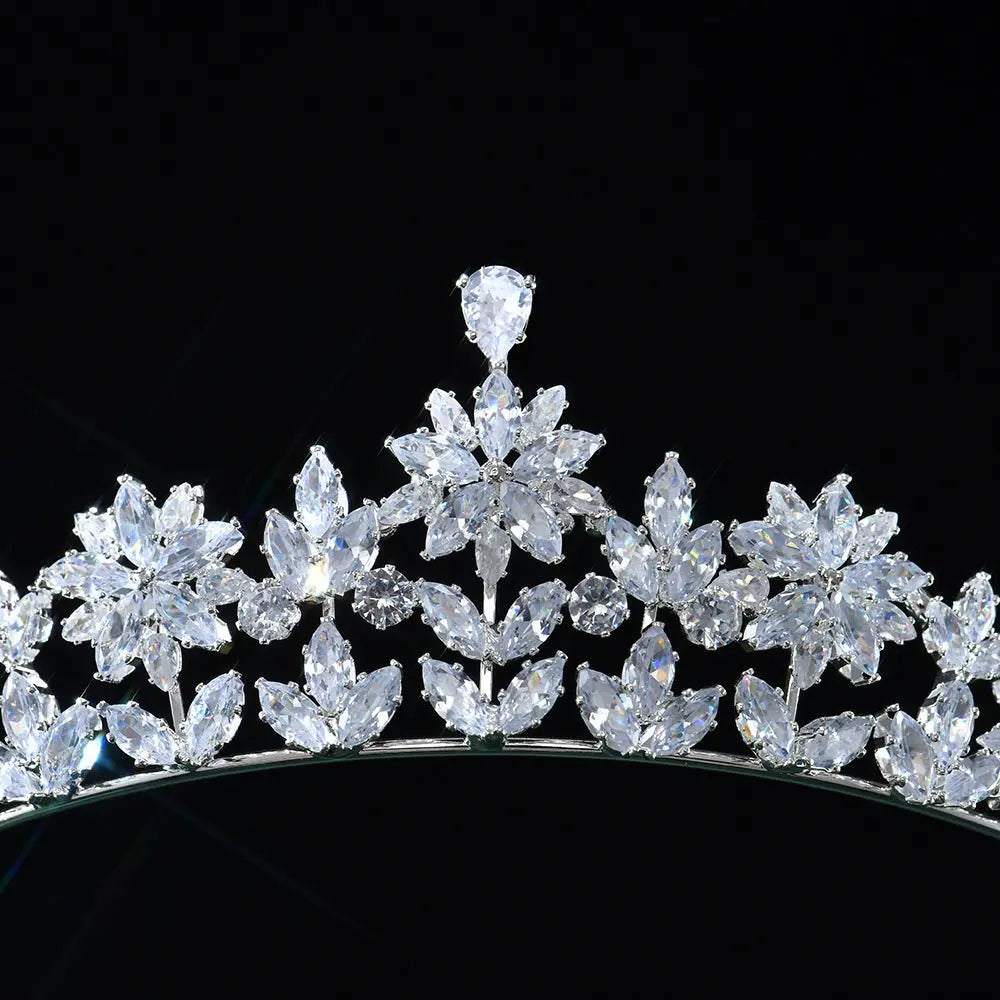 Snowflake & Flower Crystal Bridal Tiara Crown HP015-5