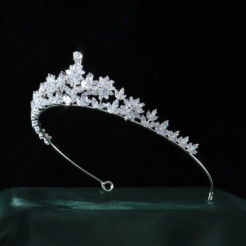 Snowflake & Flower Crystal Bridal Tiara Crown HP015-6