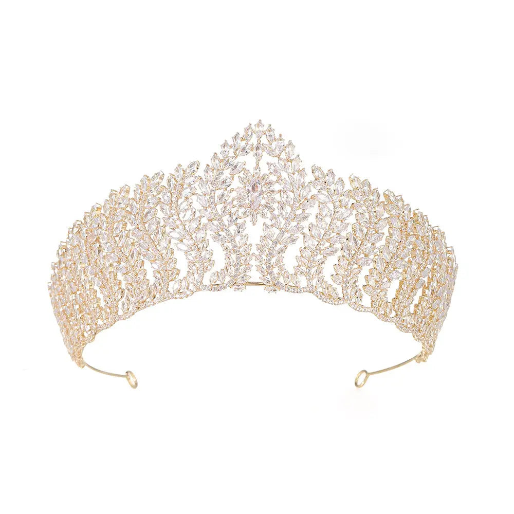 Opulent Marquise Leaf Gold Tiara HP017-5