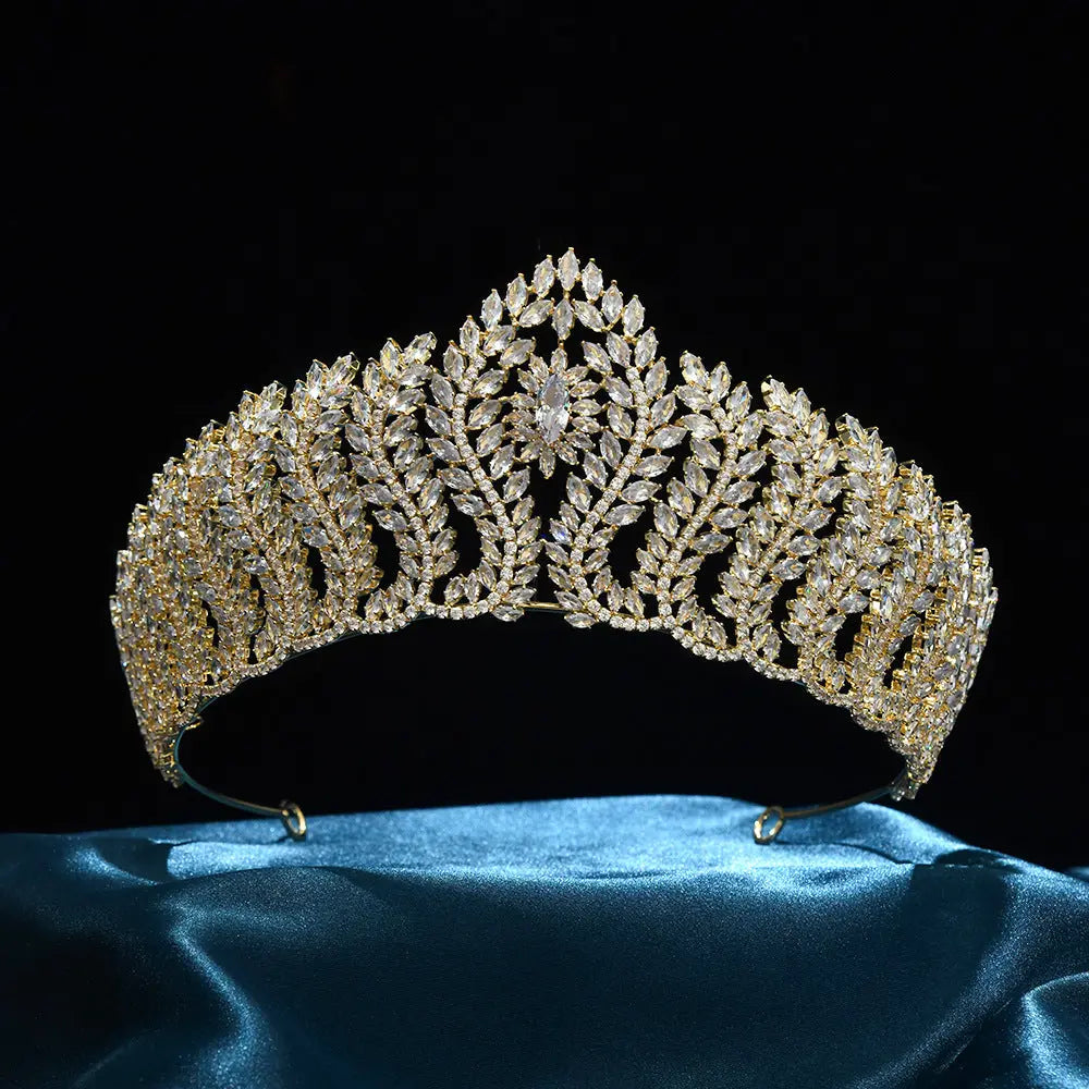 Opulent Marquise Leaf Gold Tiara HP017