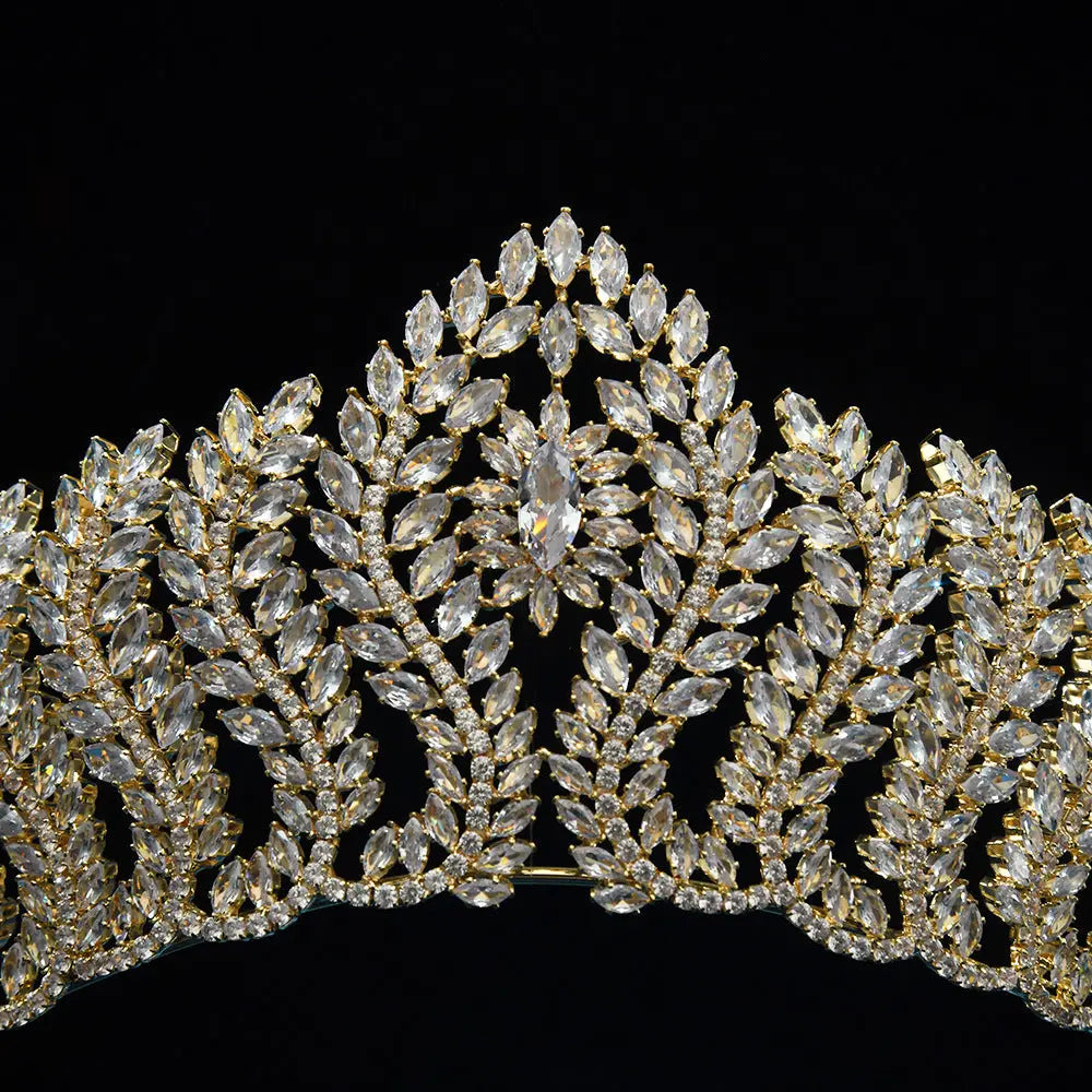Opulent Marquise Leaf Gold Tiara HP017-3