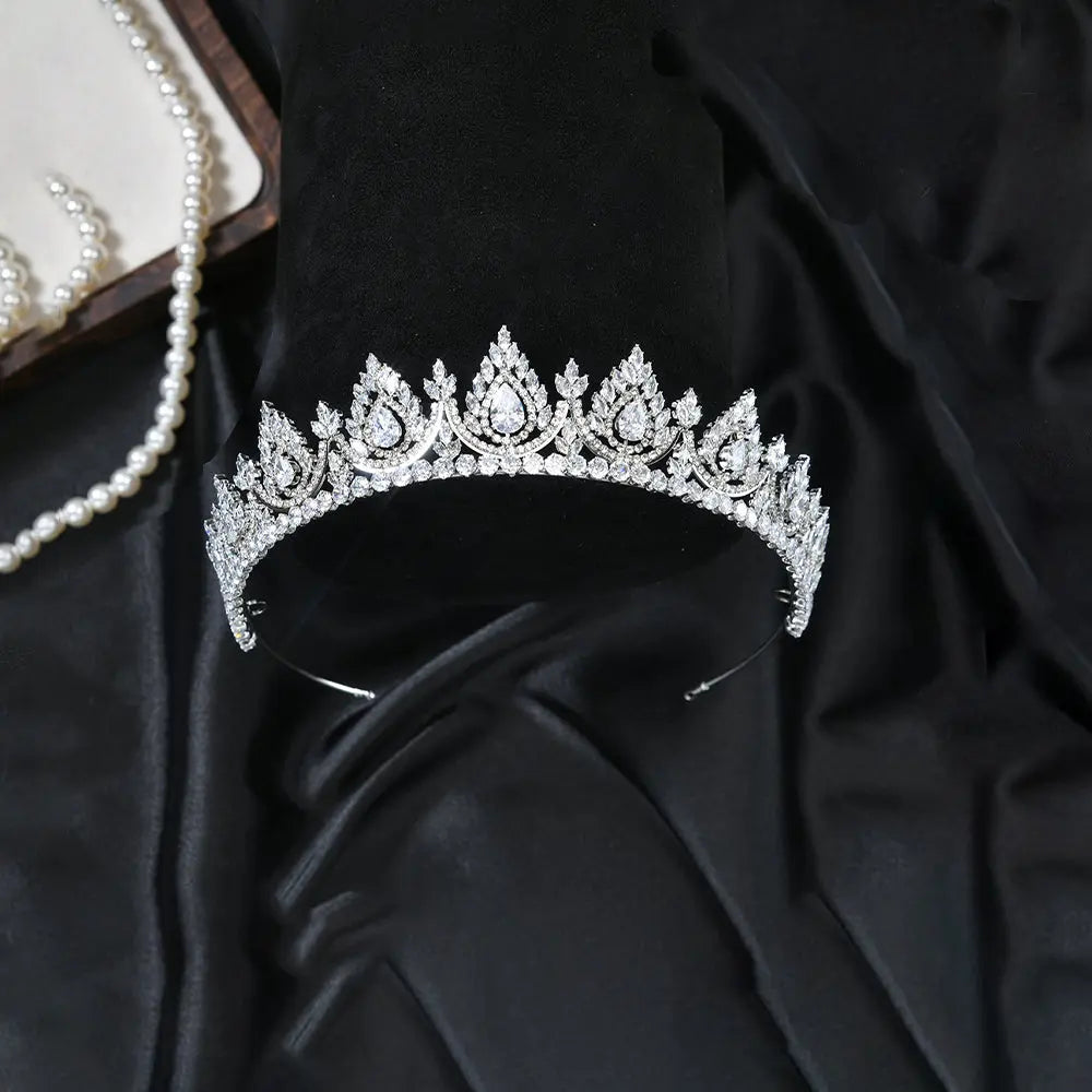 Sparkling Pear Cut Rhinestone Princess Crown HP018