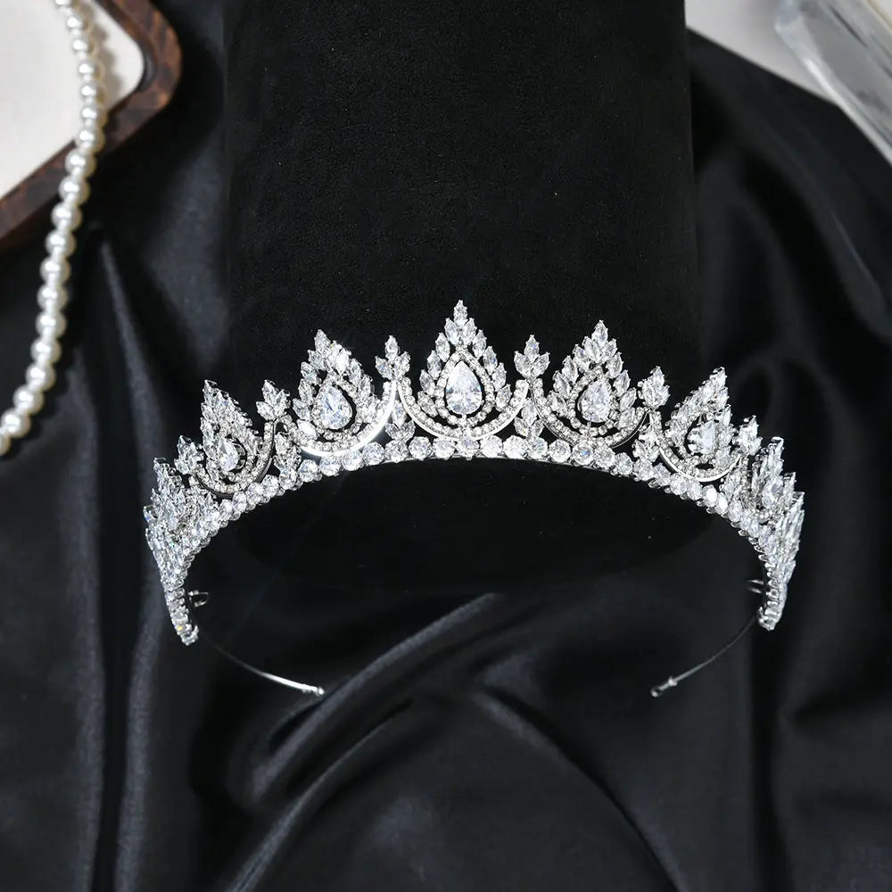 Sparkling Pear Cut Rhinestone Princess Crown HP018