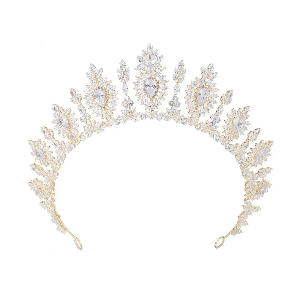 Luxurious Gold Sunburst Crystal Bridal Tiara HP019-7