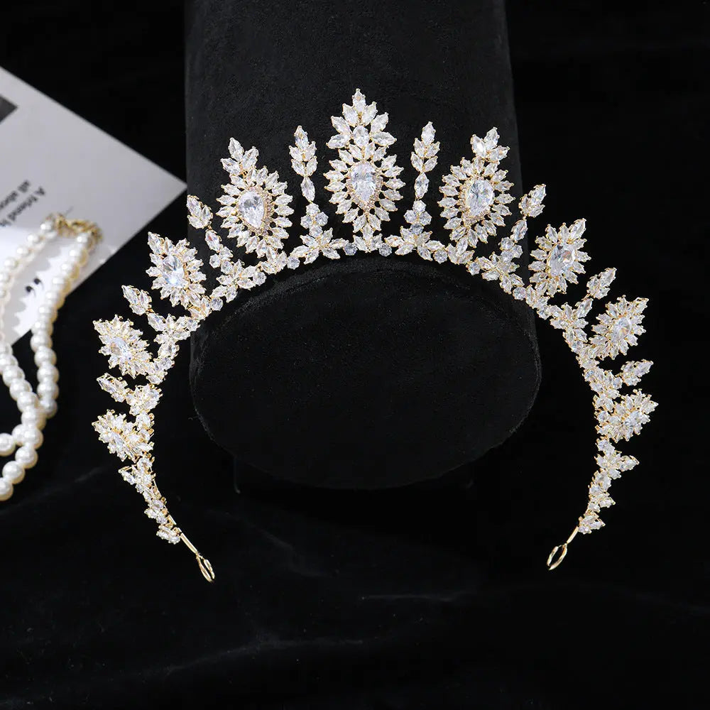 Luxurious Gold Sunburst Crystal Bridal Tiara HP019-3
