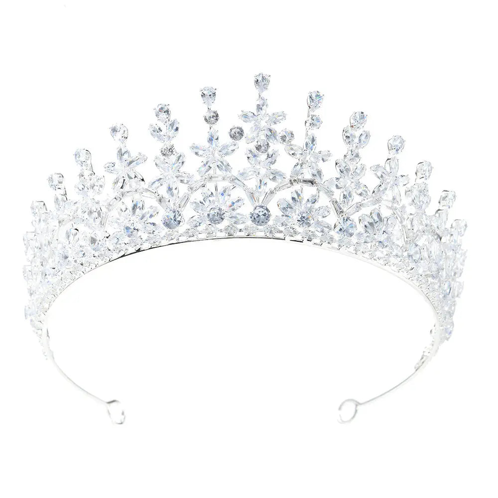 Luxury Leaf Cubic Zirconia Bridal Tiara Crown Elegant Crystal Wedding Headband Hair Accessories HP023-13