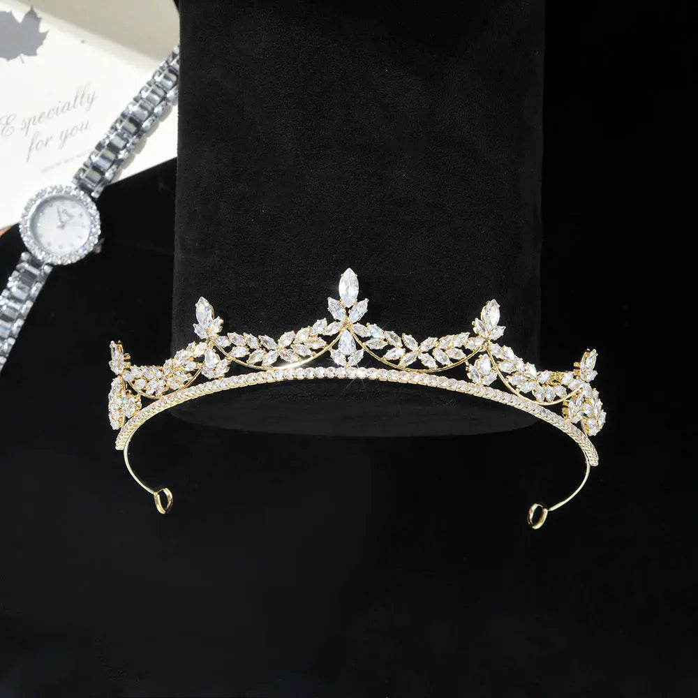 Luxurious Cubic Zirconia Royal Bridal Crown Baroque Wedding Tiara Statement Hair Accessories HP024-9