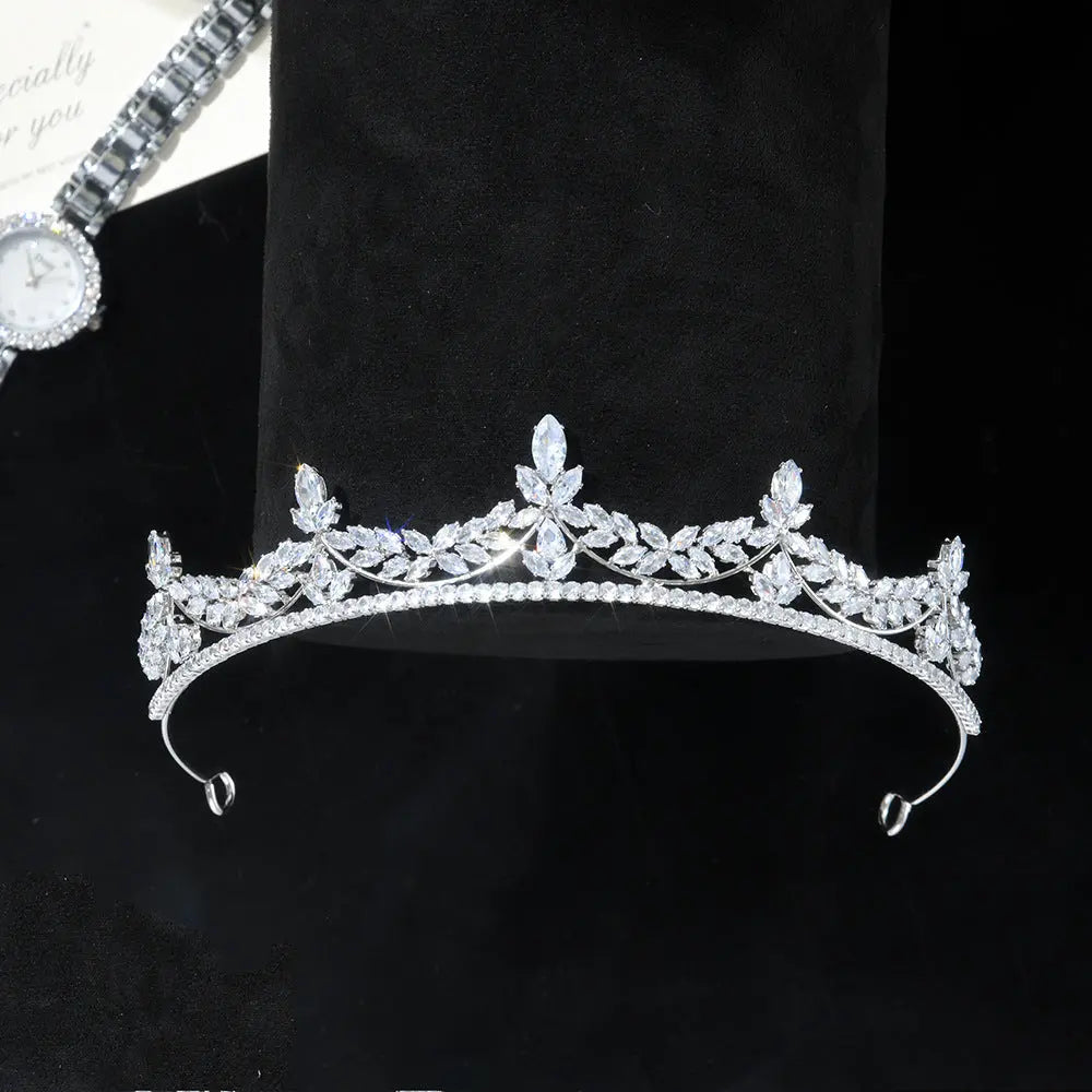Luxurious Cubic Zirconia Royal Bridal Crown Baroque Wedding Tiara Statement Hair Accessories HP024-10
