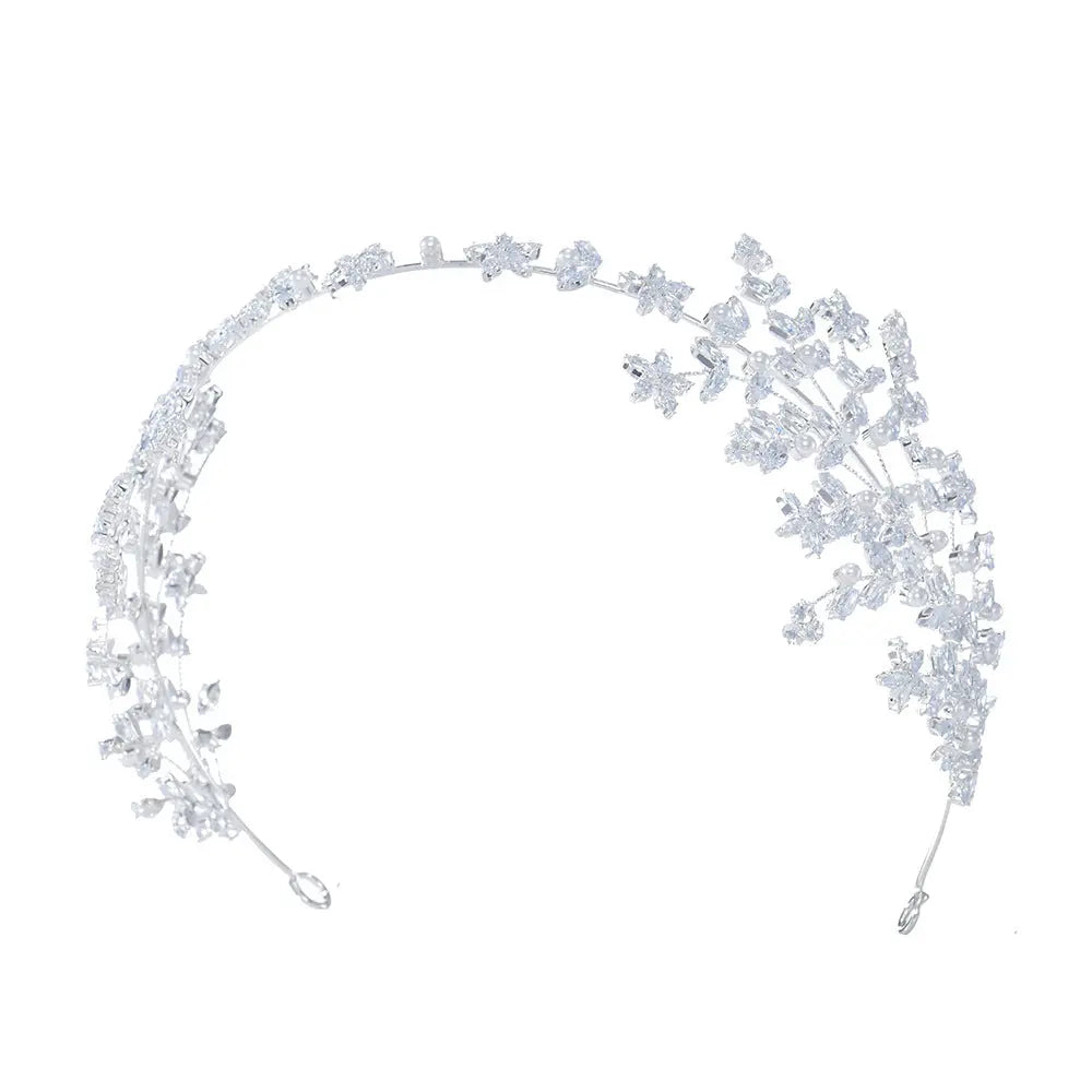 Delicate Pearl and Crystal Vine Bridal Headband Floral Branch Wedding Hair Accessories HP025-6