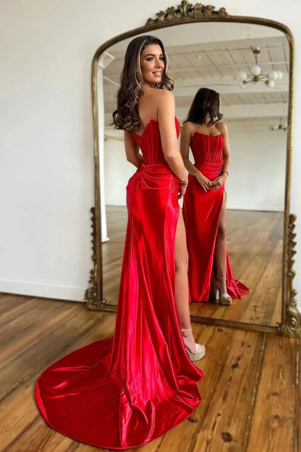 Stunning Royal blue Sleeveless Beaded Mermaid Prom Dress with Slit Stunning Royal blue Sleeveless Beaded Mermaid Prom Dress with Slit