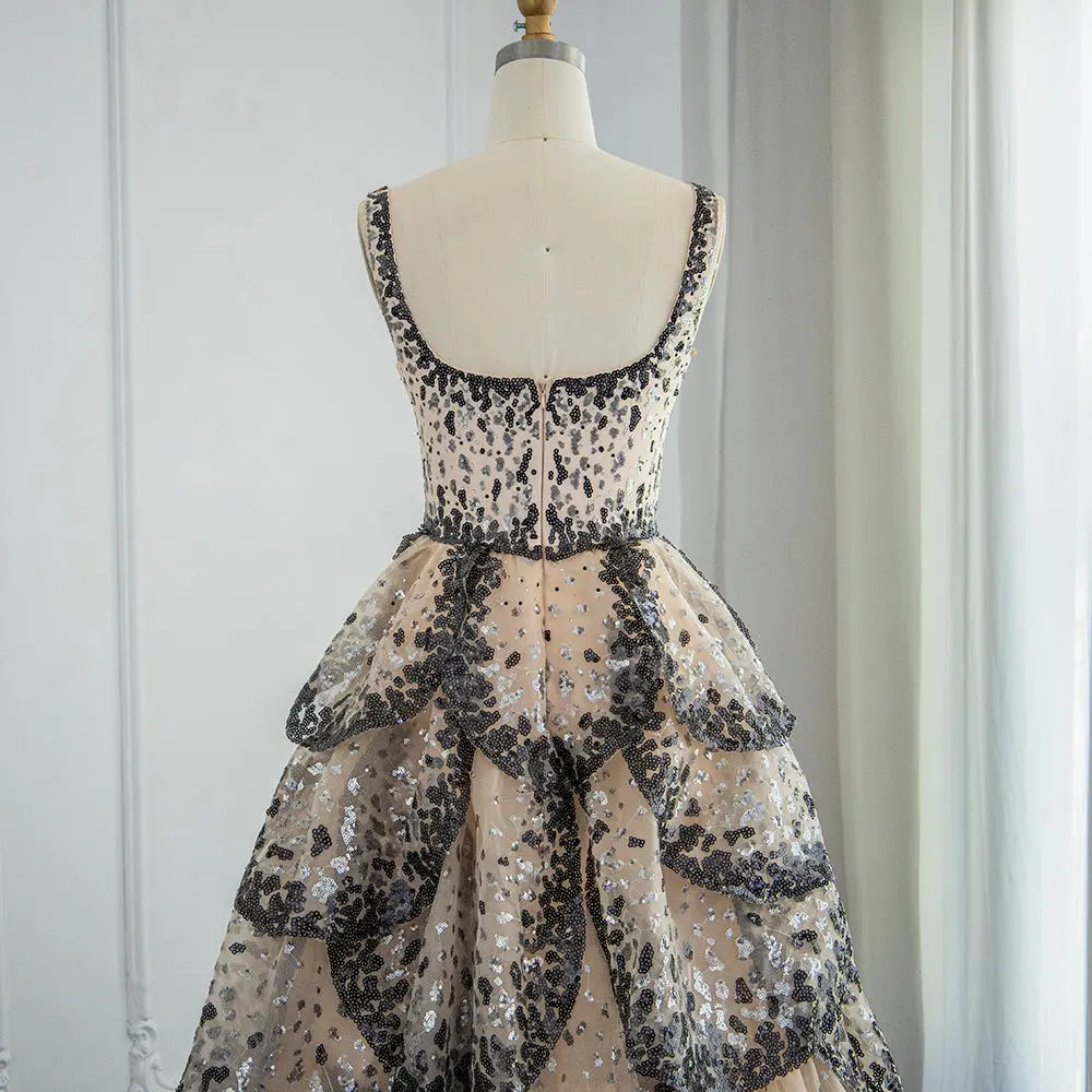 Sparkly Sequin Tiered Ruffles Ball Gown Evening Dress SS243 