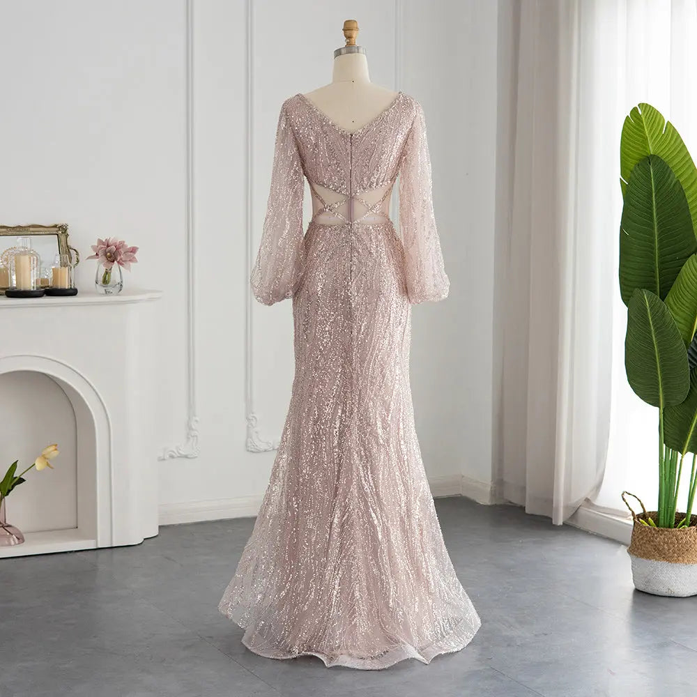 Luxury Beaded Long Sleeves Sage Green Formal Dress RM033 Luxury Beaded Long Sleeves Sage Green Formal Dress RM033
