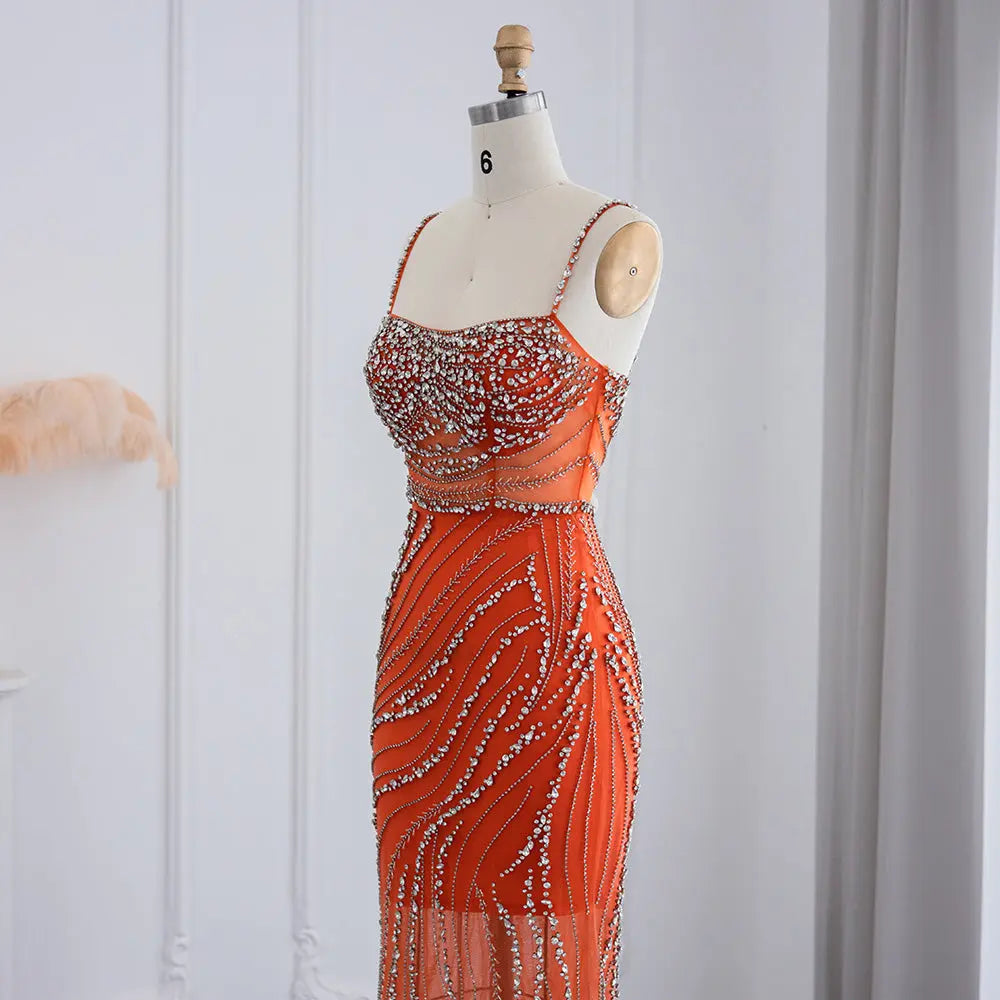 orange dress party Safuny Women's Tea Length Loose Solid Color Holiday Elegant Cocktail Wedding Evening Sleeveless Crew Neck Trendy Dresses Orange, Size asymmetric neckline * Design Luxury Orange Crystal Spaghetti Cocktail