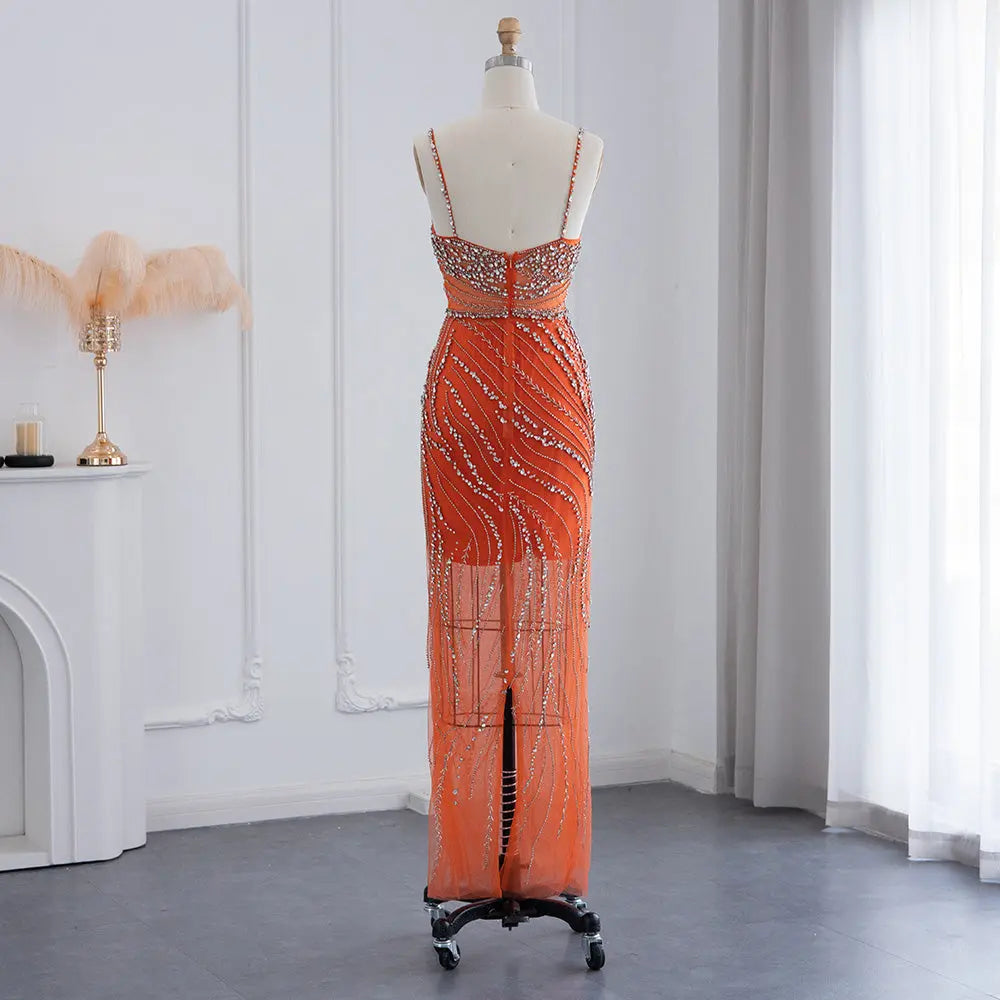 orange color party dresses Formal & Evening Growns catching dress will surely make heads turn Orange Evening Dress Mesh Cut-Out