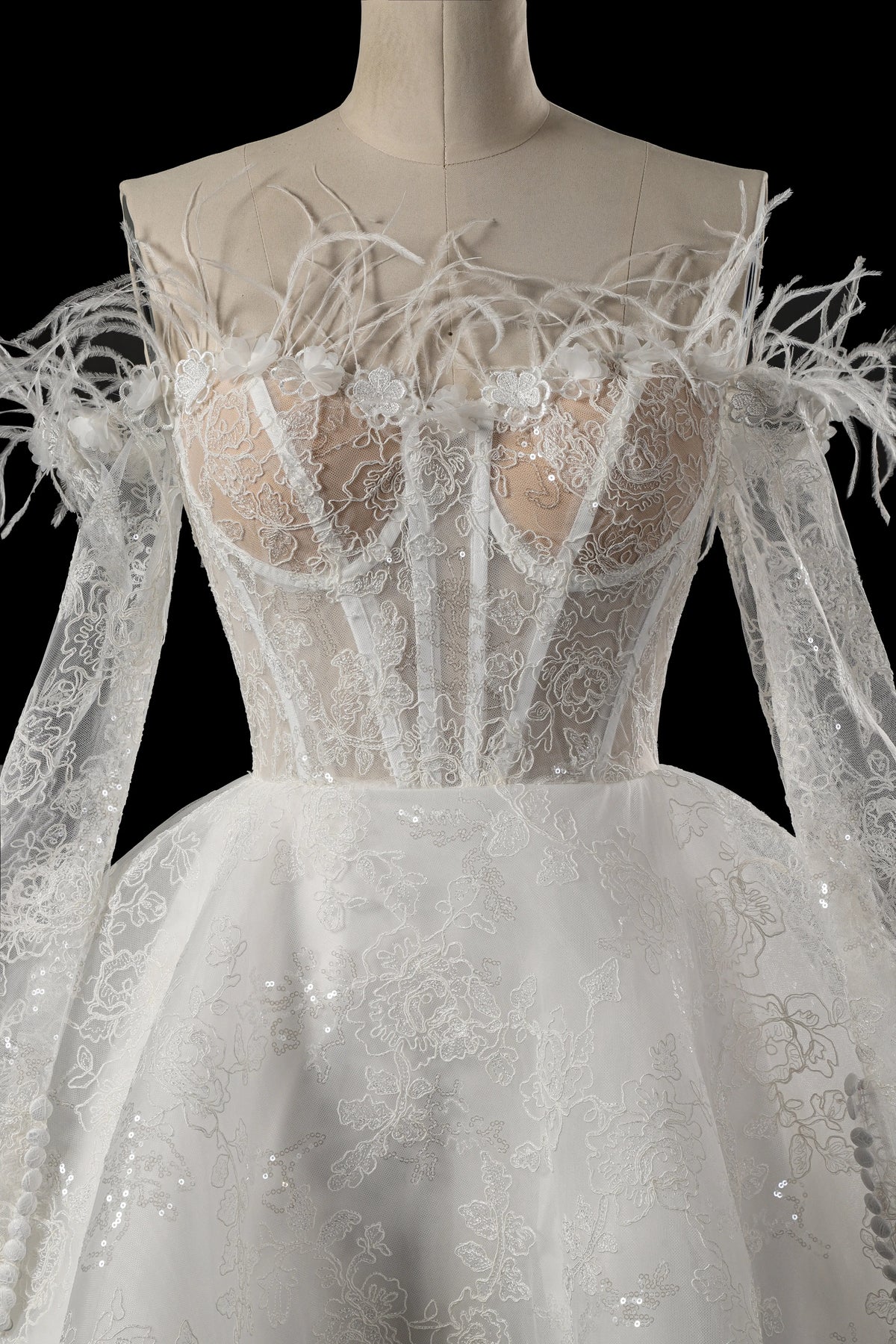 feather corset wedding dress Off White Feather Sirt Sheath Bridal Dress JB37327