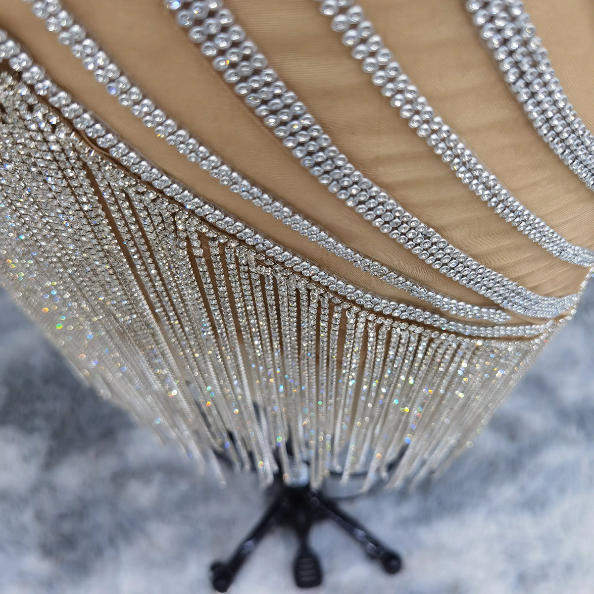 Luxury Beading Tassels Strapless Short Cocktail Dress RM016 