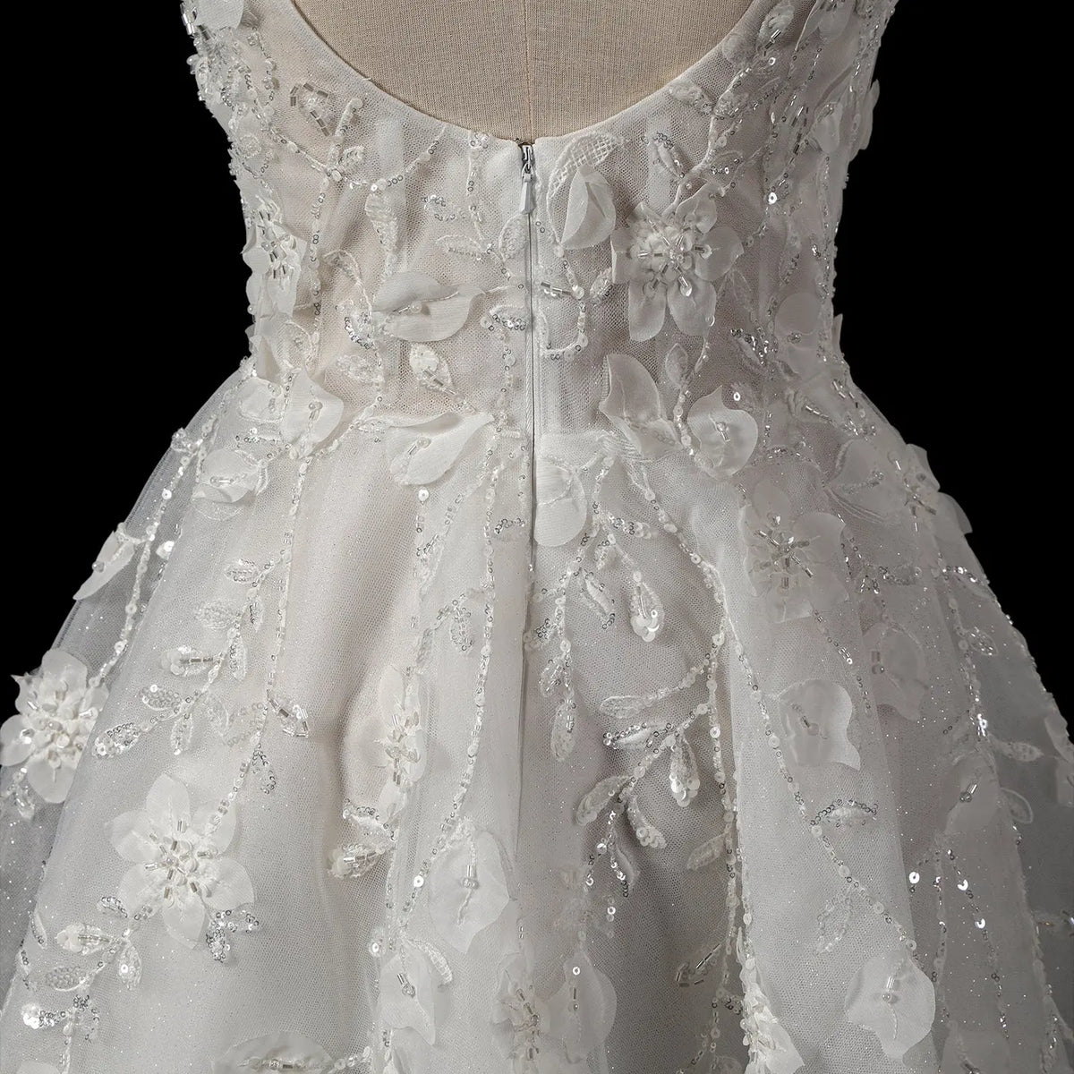 short wedding dresses with tulle Luxury White 3D Floral Appliqué Short Wedding Dress with Sparkle Tulle – SHARONSAID