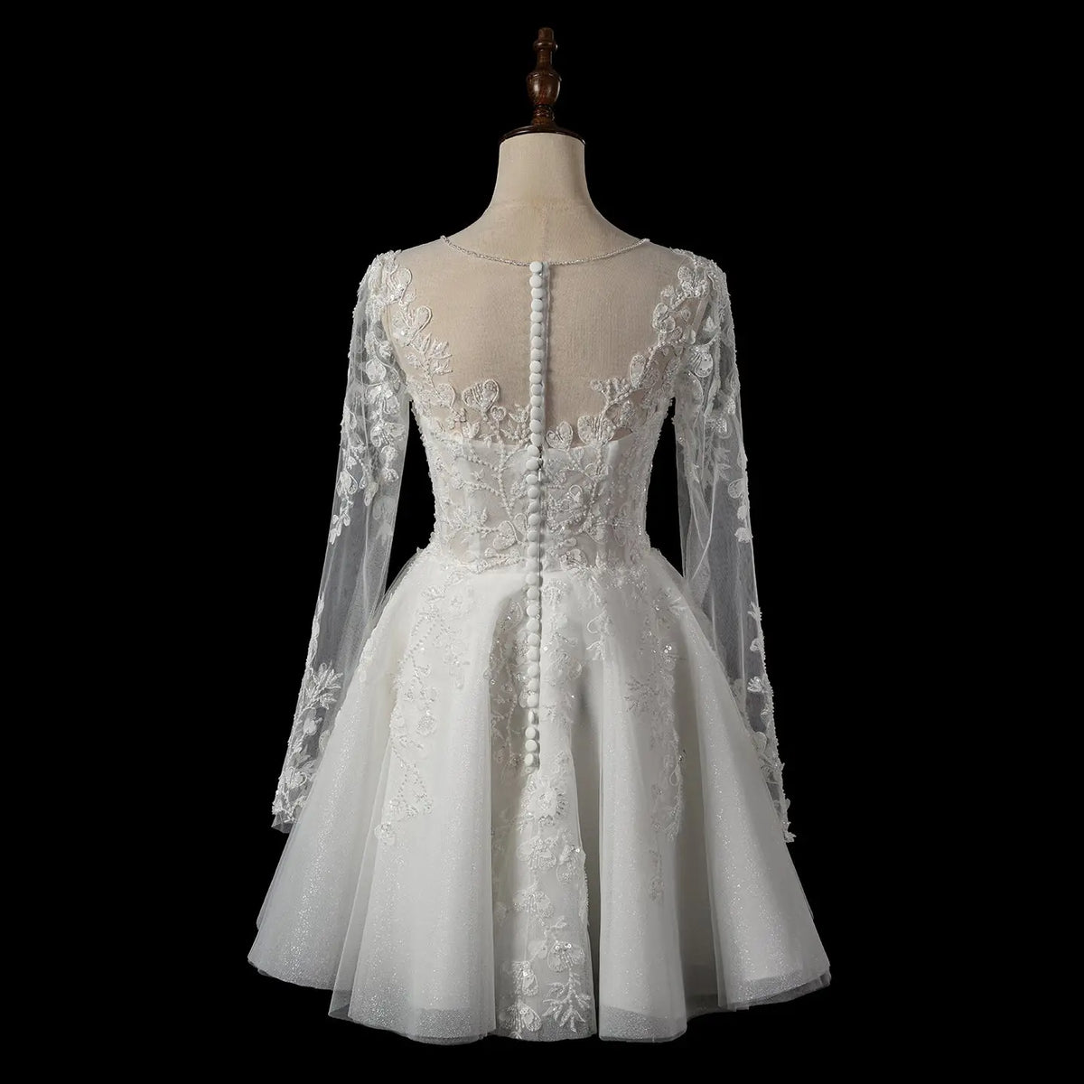 long sleeve short white wedding dress Elegant White Long Sleeve Lace Short Wedding Dress SW721 – SHARONSAID