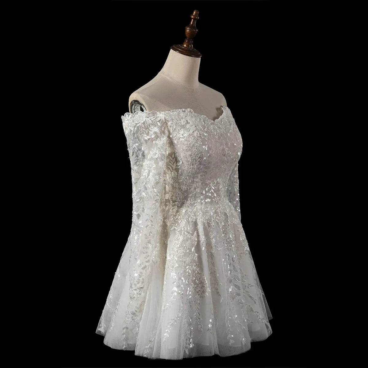 white off the shoulder dress short Elegant Off Off White Off-the-Shoulder Lace Short Wedding Dress SW723 – SHARONSAID