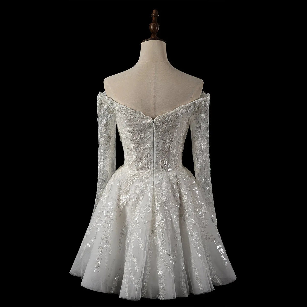 off the shoulder short wedding dress Elegant Off Off White Off-the-Shoulder Lace Short Wedding Dress SW723 – SHARONSAID