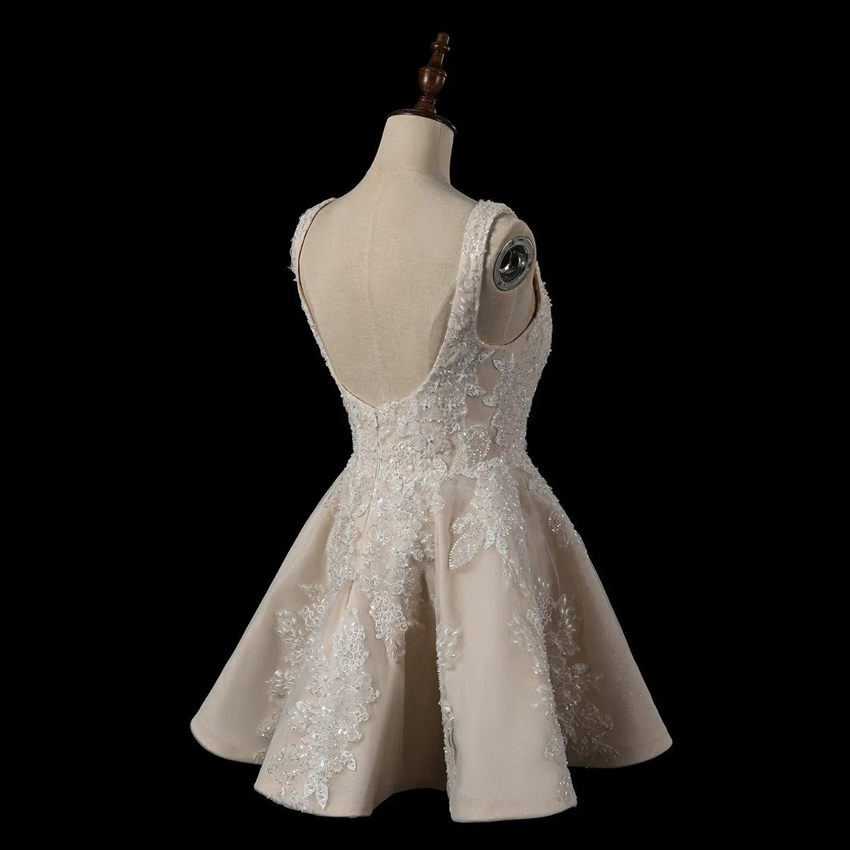 Romantic White Sleeveless A-Line Short Wedding Dress with Deep V Back – SHARONSAID Romantic White Sleeveless A-Line Short Wedding Dress with Deep V Back – SHARONSAID