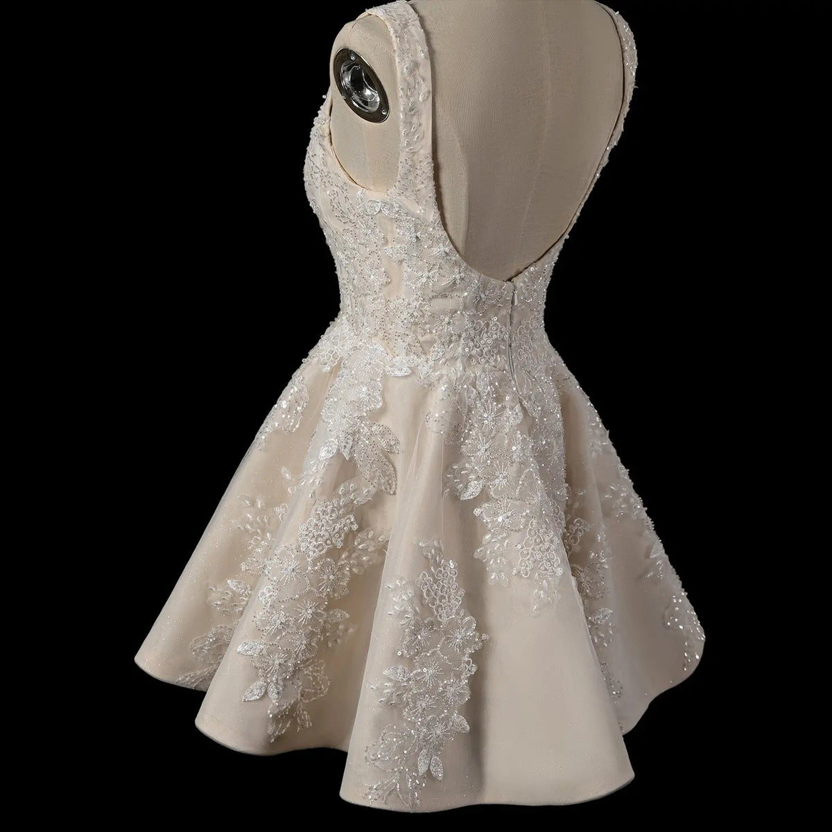 short white sleeveless dress Romantic White Sleeveless A-Line Short Wedding Dress with Deep V Back –  SHARONSAID