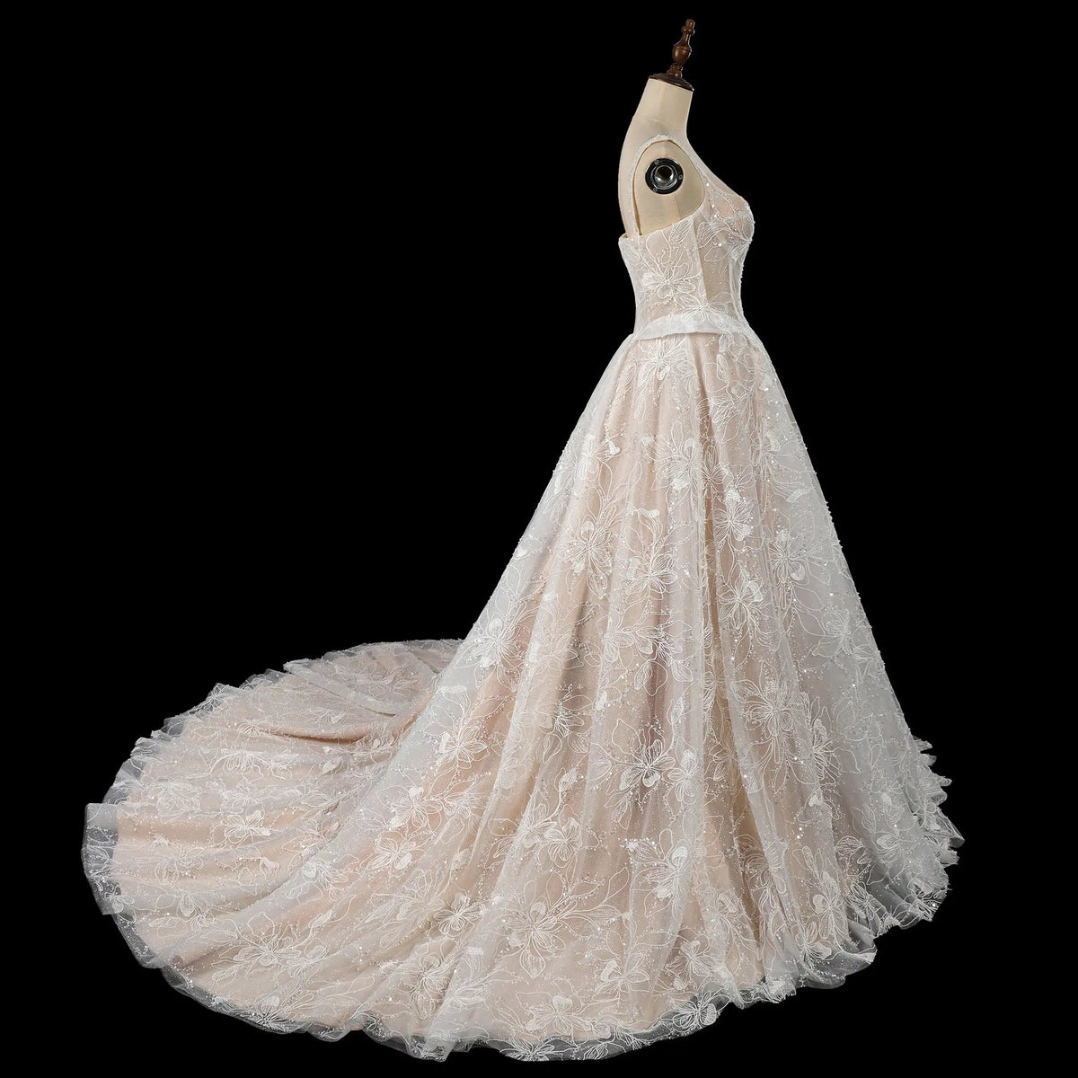 Luxury Ivory Square Neck Corset Lace Tulle A-Line Wedding Dress with T – SHARONSAID