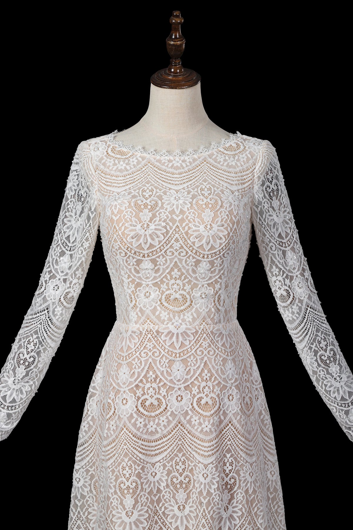 Glamorous Ivory Long Sleeve Lace Wedding Dress with Removable Chiffon SHARONSAID Glamorous Ivory Long Sleeve Lace Wedding Dress with Removable Chiffon SHARONSAID