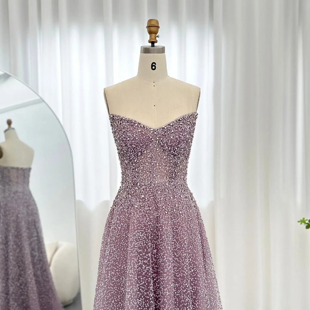 Luxury Crystal Purple Strapless Evening Dress SS699 