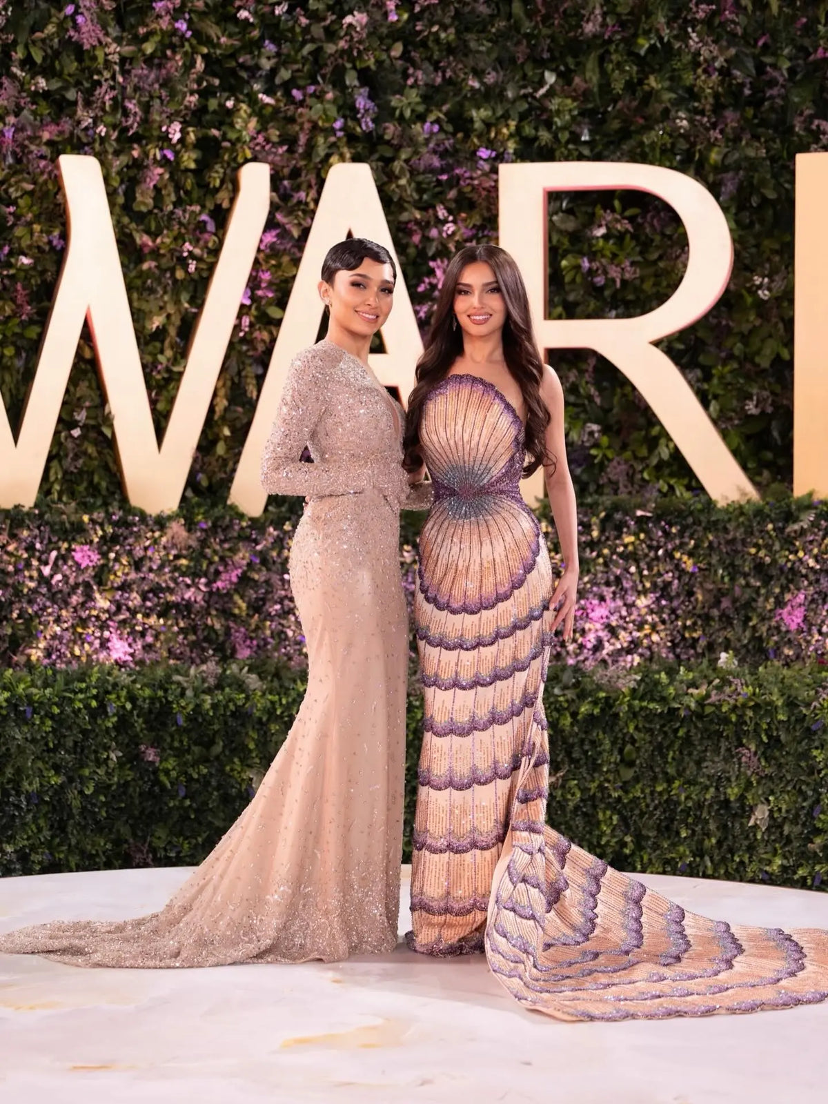 Luxury Mixed Purple Beaded Train Evening Dress with Overskirt SS656 